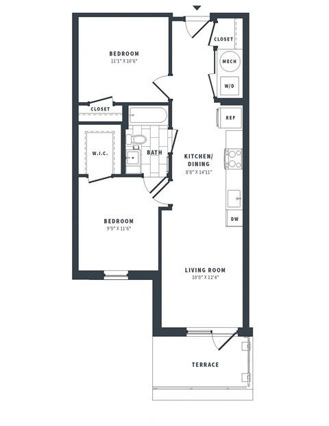 1D-D Floor Plan at The Vale at the Parks, Washington  