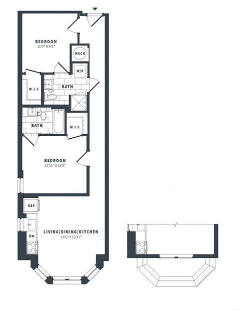1D-H-0 Floor Plan at The Vale at the Parks, District of Columbia, 20012