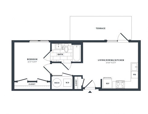 1E Floor Plan at The Vale at the Parks, Washington, DC 20012  