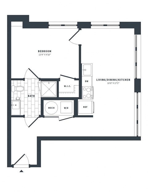1M Floor Plan at The Vale at the Parks, Washington, DC 20012  