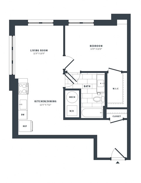 1T Floor Plan at The Vale at the Parks, District of Columbia