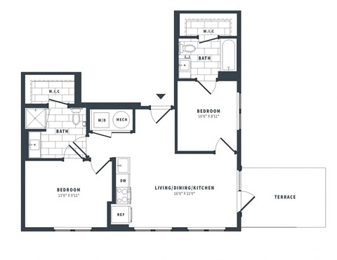 2G Floor Plan at The Vale at the Parks, Washington, DC  
