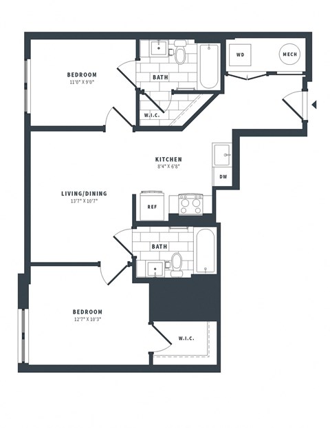 2H Floor Plan at The Vale at the Parks, Washington District of Columbia  