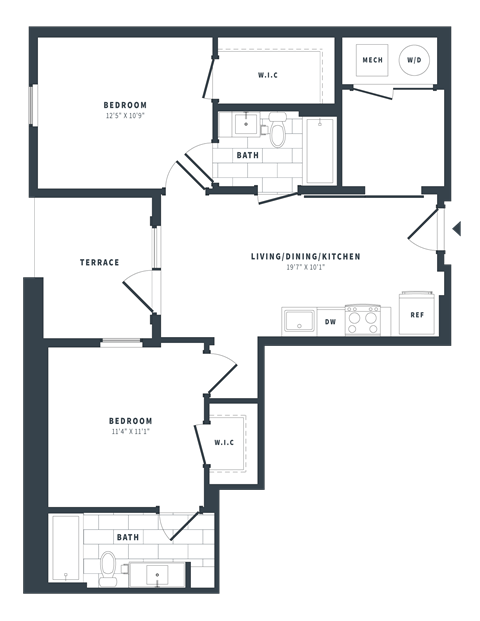 2J Floor Plan at The Vale at the Parks, Washington, DC 20012  