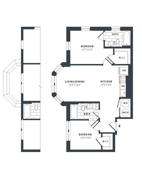 2M Floor Plan at The Vale at the Parks, District of Columbia, 20012