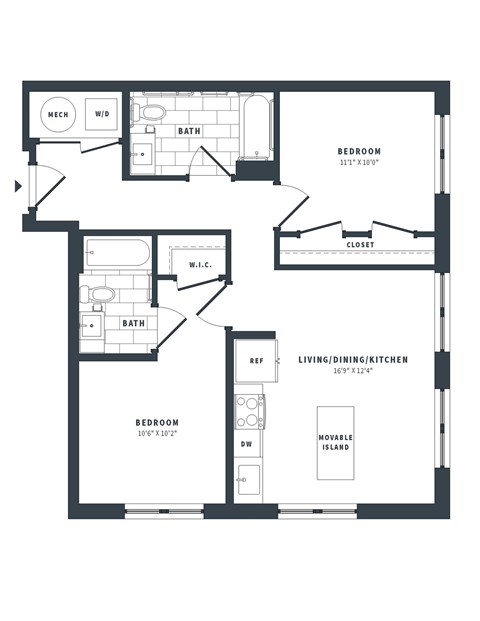 2N Floor Plan at The Vale at the Parks, Washington, DC 20012  