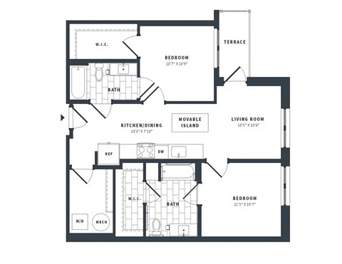 2R Floor Plan at The Vale at the Parks, Washington, DC  