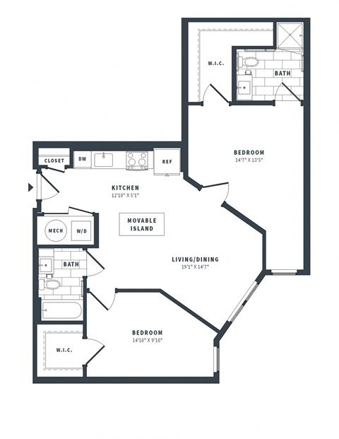 2T Floor Plan at The Vale at the Parks, Washington District of Columbia  
