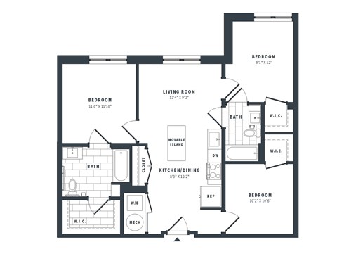 3A Floor Plan at The Vale at the Parks, District of Columbia, 20012