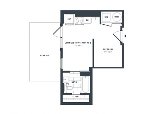 S1 Floor Plan at The Vale at the Parks, Washington, DC  
