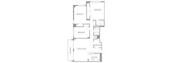 3 bed 2 bath floorplan at The Graham at Southern Towers, Alexandria, Virginia