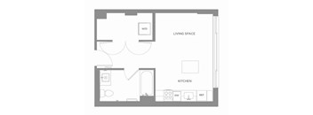 Studio D W_D floorplan at The Graham at Southern Towers, Alexandria, VA