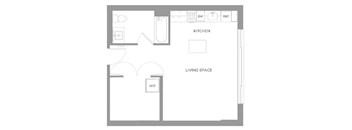 Studio E W_D floorplan at The Graham at Southern Towers, Alexandria, 22311