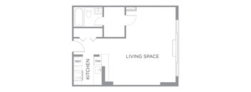 Studio B floorplan at The Graham at Southern Towers, Virginia, 22311