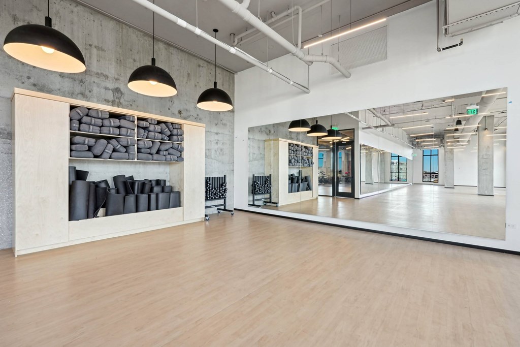 Yoga and fitness studio at Velaris Living Apartments, Denver, Colorado