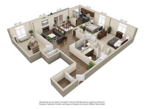 C1 Floor Plan at The Lex At Lowry, Denver, Colorado