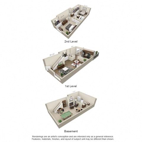 TH1 Floor Plan at The Lex At Lowry, Denver, Colorado