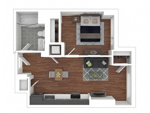 1B Floor Plan at Eleven Fifty Clay Street, California, 94607