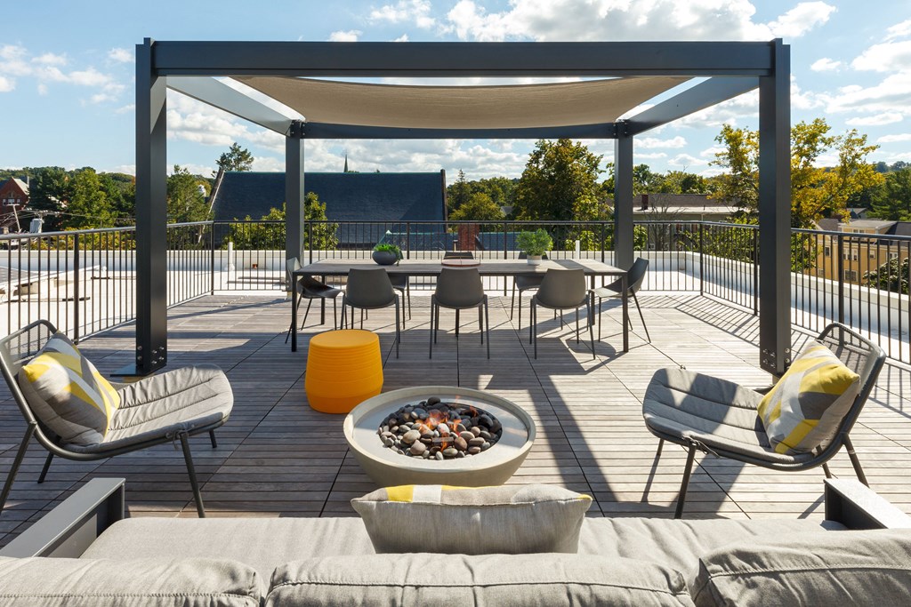 Roof Deck with Pergola and Fire Pit, 28 Austin Newton, MA