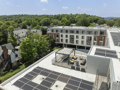 Roof deck with pergola, 28 Austin, Newton, Massachusetts