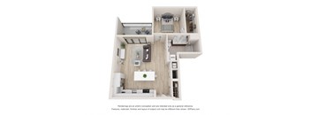 a floor plan of a 1 bedroom with a bathroom and a living room