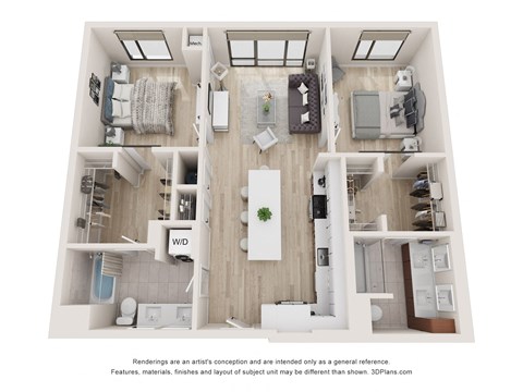 a 3 bedroom floor plan with a bedroom and a living room