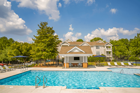 Refreshing Pool with Cabanas at Cambridge Apartments, Raleigh