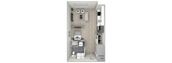 Studio One Bathroom 531 Floor Plan at Nightingale, Providence, RI