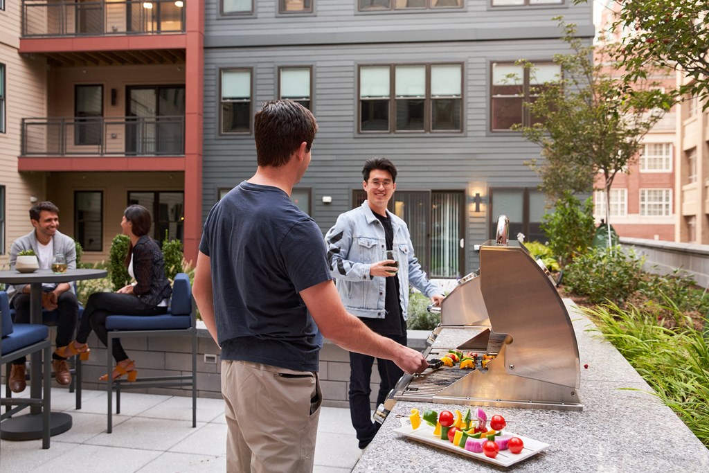 Elevated Courtyard with Grilling Stations at Nightingale.  Providence, RI 02903,