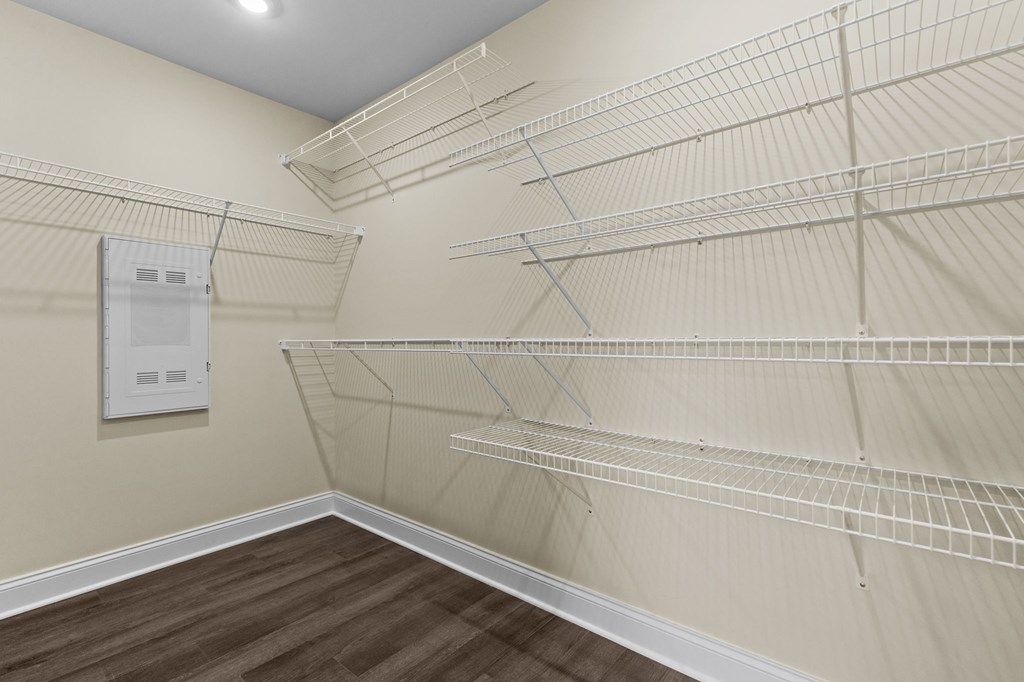 Designer Walk-In Closet at The Reserve at River's Edge