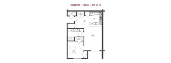 1 Bedroom 1 Bathroom Floorplan