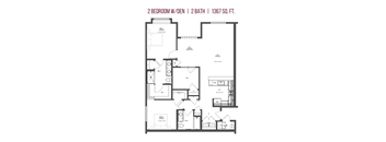 2 Bedroom 2 Bathroom w/ Den Floorplan