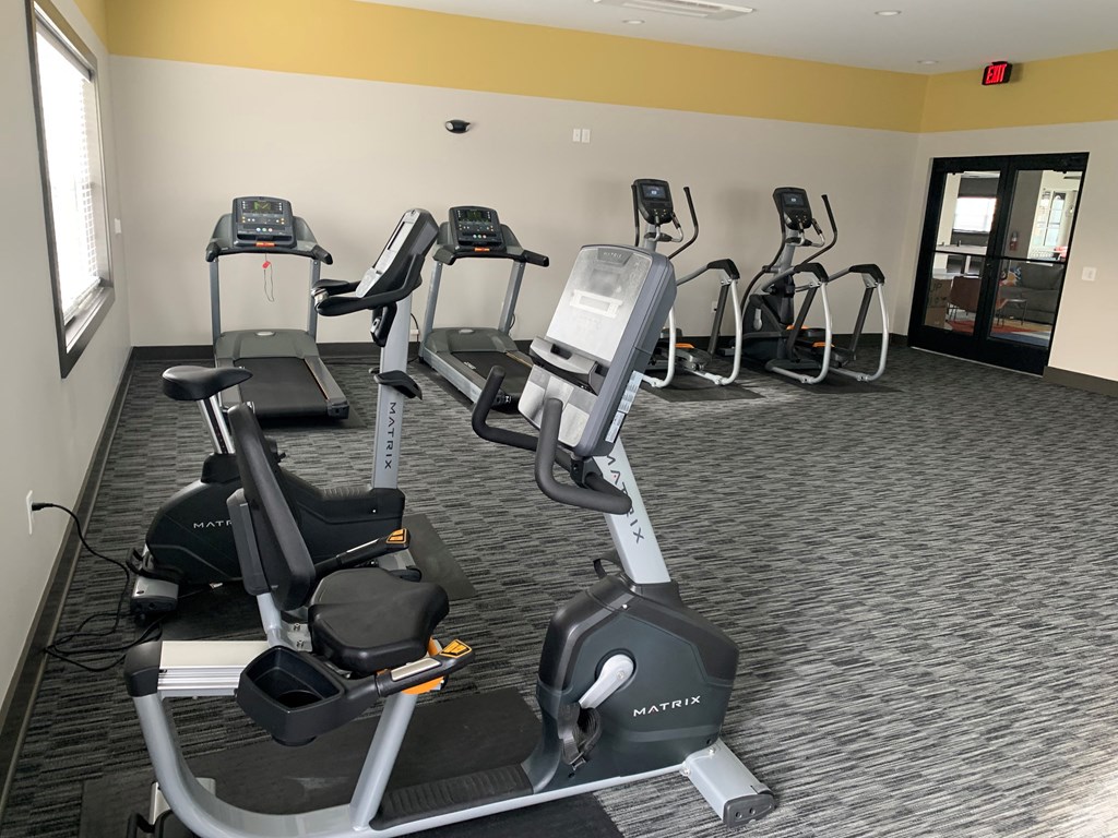 Fitness center equipment at the reserve at rivers edge