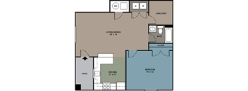 digital drawing of 1 bedroom 1 bath