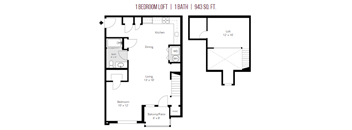 Palmer Pointe, Easton apartments, 1 bedroom loft floor plan