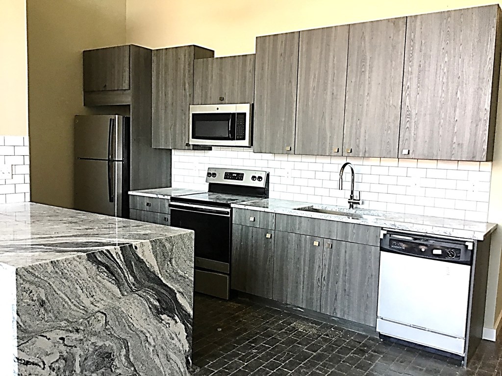 Kitchen at the lofts at narrow in west reading PA