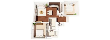 A floor plan of a house with labeled rooms.