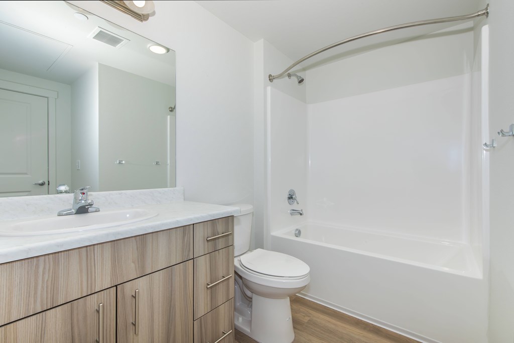 A white toilet sits next to a sink in a bathroom.