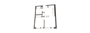 A black and white image of a floor plan for a unit labeled 214 with a total area of 528 square feet.