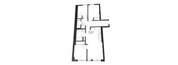 A black and white image of a floor plan for apartment 212.