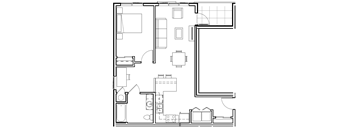 A black and white floor plan of a house with multiple rooms.