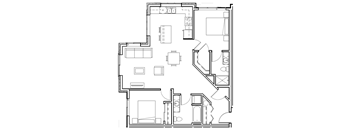 A black and white image of a floor plan for a house.