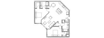 A black and white image of a house floor plan.