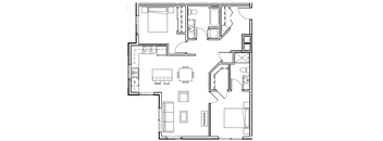 A black and white image of a floor plan for a house.