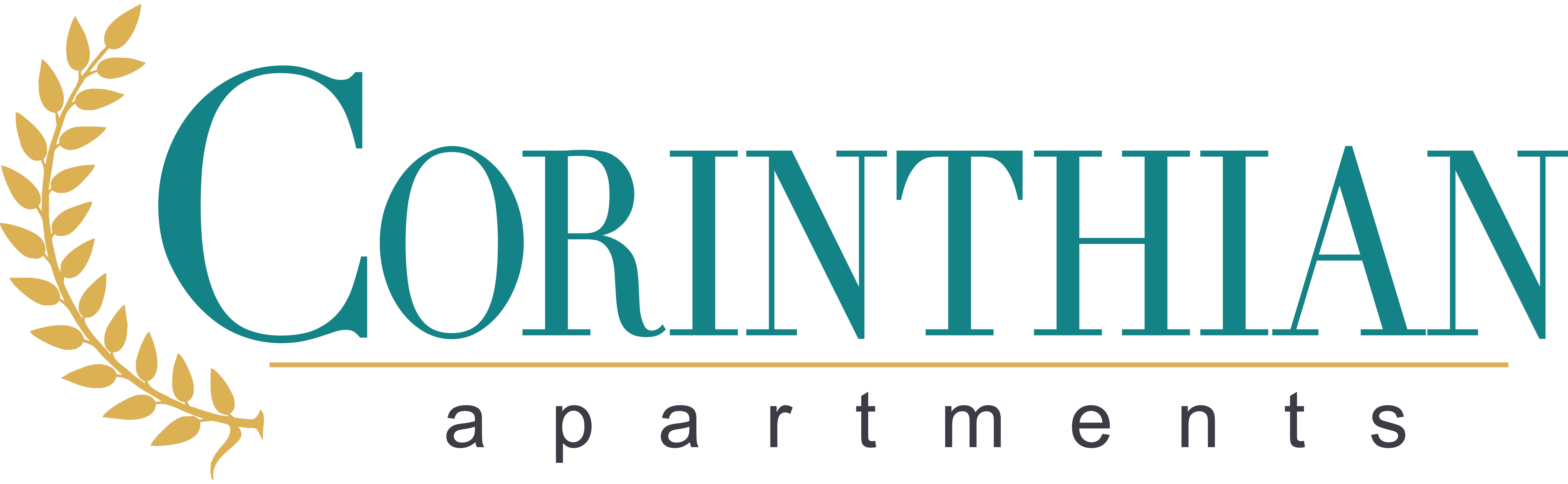 A logo for Corinthian Apartments is displayed.