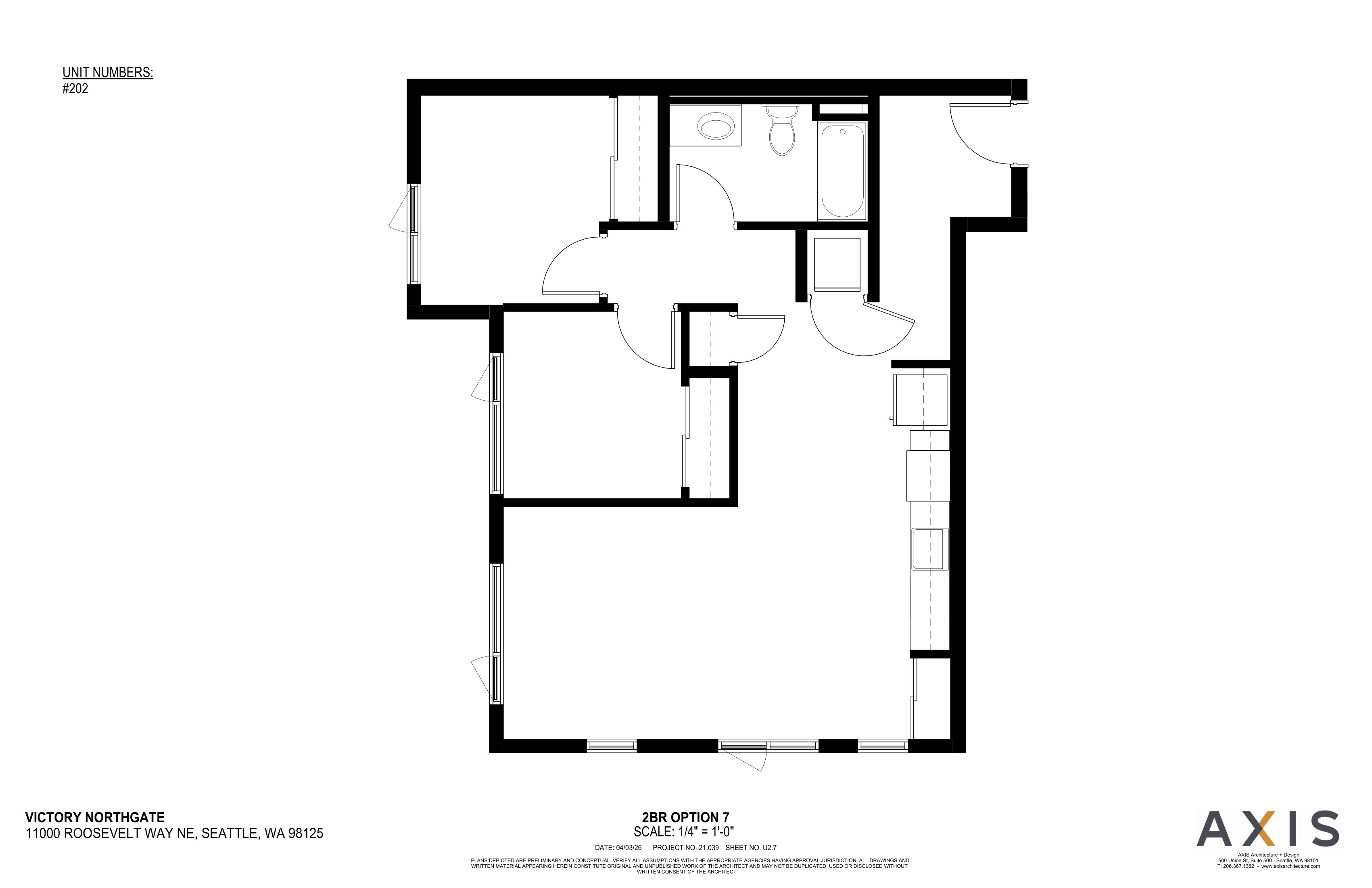 A floor plan of an apartment in the Victory Northgate building.