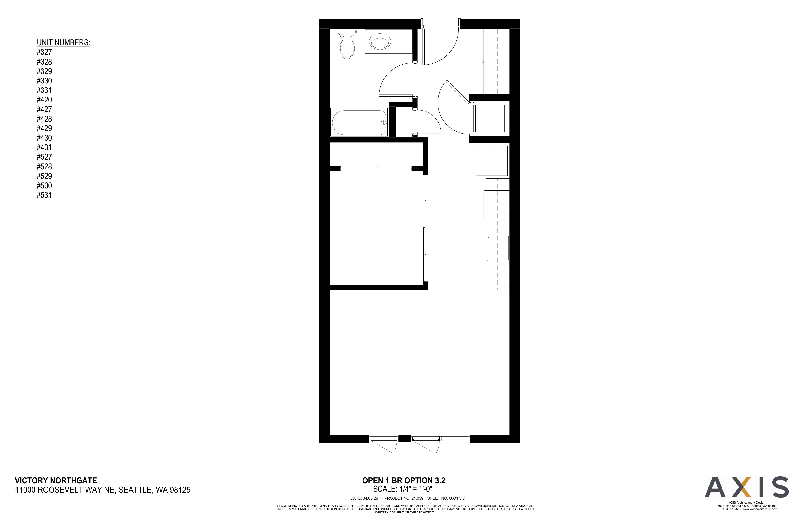 A floor plan for an apartment at Victory Northgate.