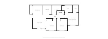 A black and white floor plan of a house with labeled rooms.