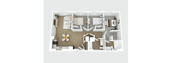 A top-down view of a house layout with a central courtyard.