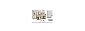 A diagram of a house with a kitchen, living room, and bathroom.